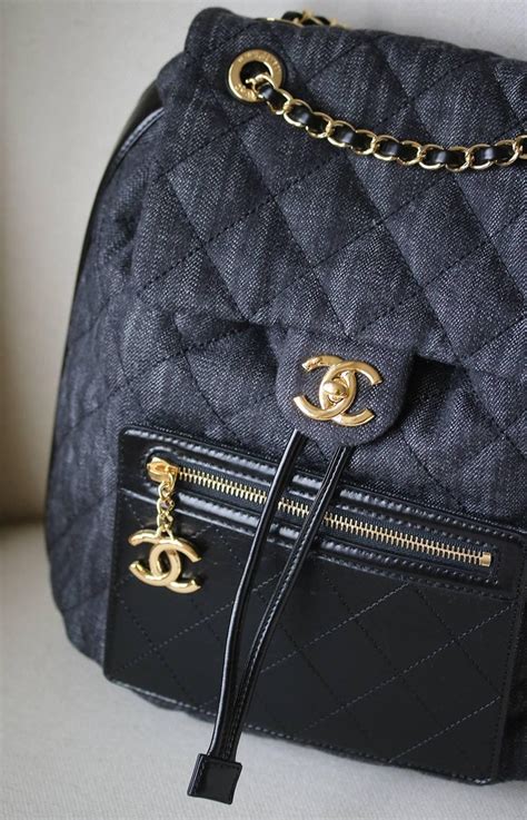 chanel black chevron denim backpack|vintage Chanel backpacks.